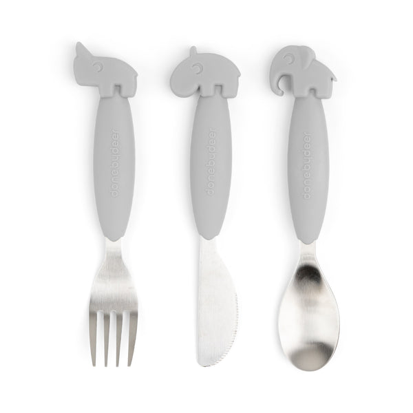 done by deer Easy-grip cutlery set - Deer friends - Grey