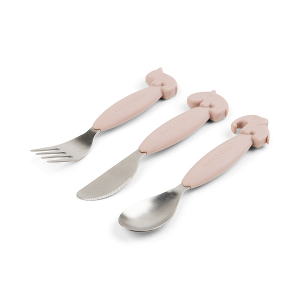 Done By Deer Easy-grip Cutlery Set - Deer Friends - Powder