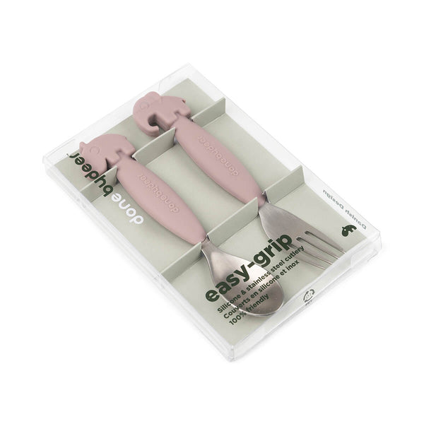Done By Deer Easy-grip Spoon And Fork Set - Deer Friends - Powder