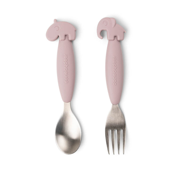 done by deer Easy-grip spoon and fork set - Deer friends - Powder