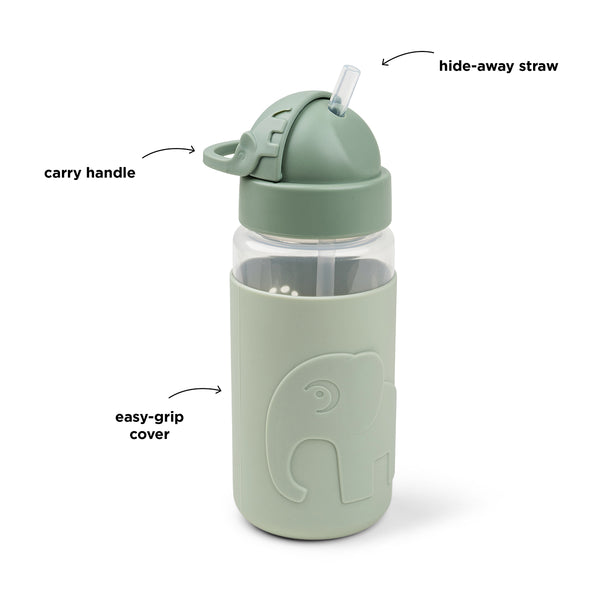 Done By Deer Easy-grip Straw Bottle - Elphee - Green - 350 Ml