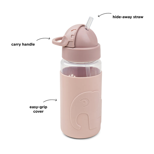 Done By Deer Easy-grip Straw Bottle - Elphee - Powder - 350 Ml