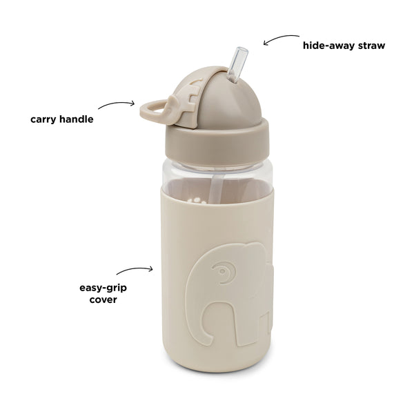 Done By Deer Easy-grip Straw Bottle - Elphee - Sand - 350 Ml