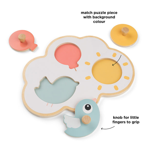 Done By Deer First Peg Puzzle - Happy Clouds - Colour Mix