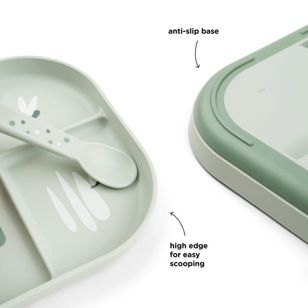 Done By Deer Foodie Compartment Plate Set - Croco - Green