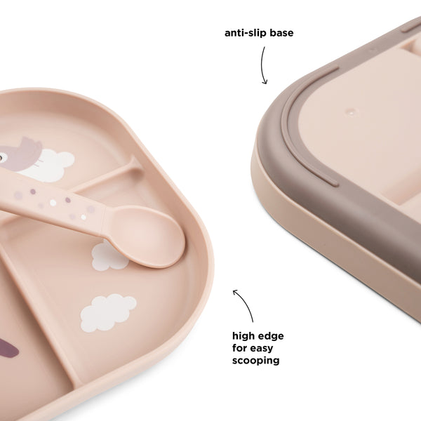 Done By Deer Foodie Compartment Plate Set - Happy Clouds - Powder