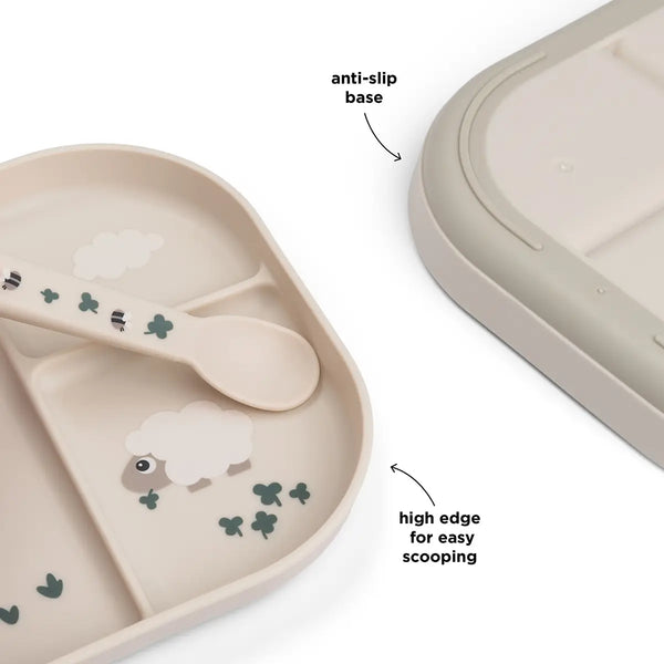 Done By Deer Foodie Compartment Plate - Tiny Farm - Sand