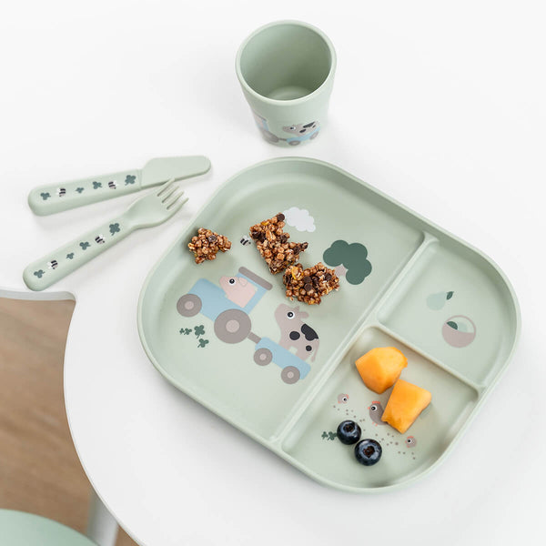 Done By Deer Foodie Dinner Set W/suction - Tiny Farm - Green