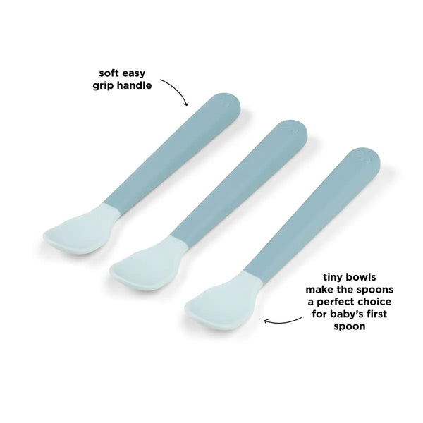 Done By Deer Foodie Easy-grip Baby Spoon 3-pack - Blue