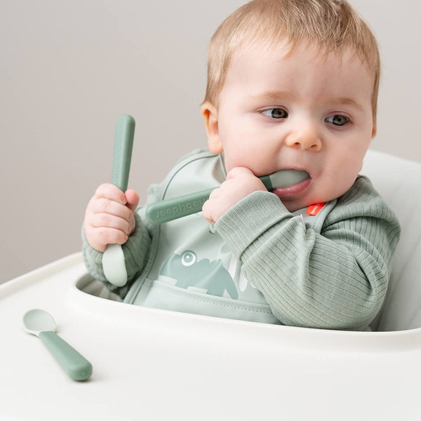 Done By Deer Foodie Easy-grip Baby Spoon 3-pack - Green