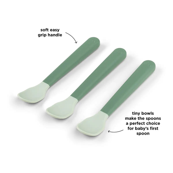 Done By Deer Foodie Easy-grip Baby Spoon 3-pack - Green