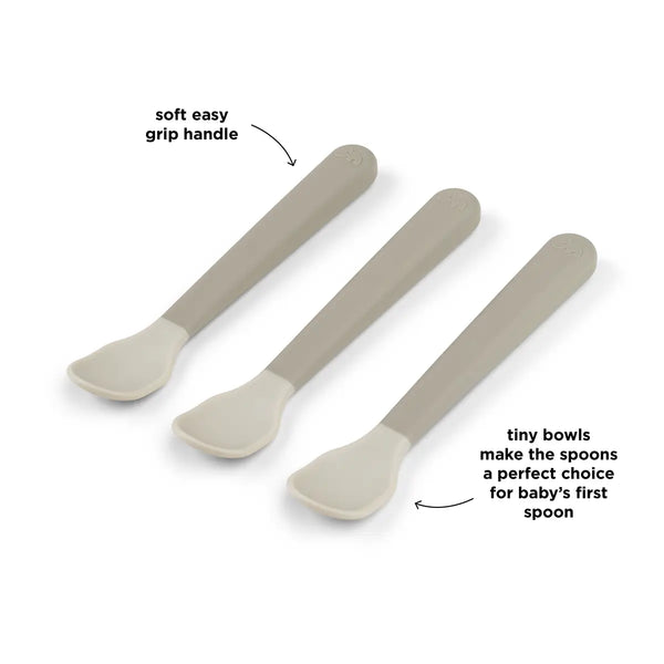 Done By Deer Foodie Easy-grip Baby Spoon 3-pack - Sand