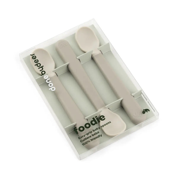 Done By Deer Foodie Easy-grip Baby Spoon 3-pack - Sand
