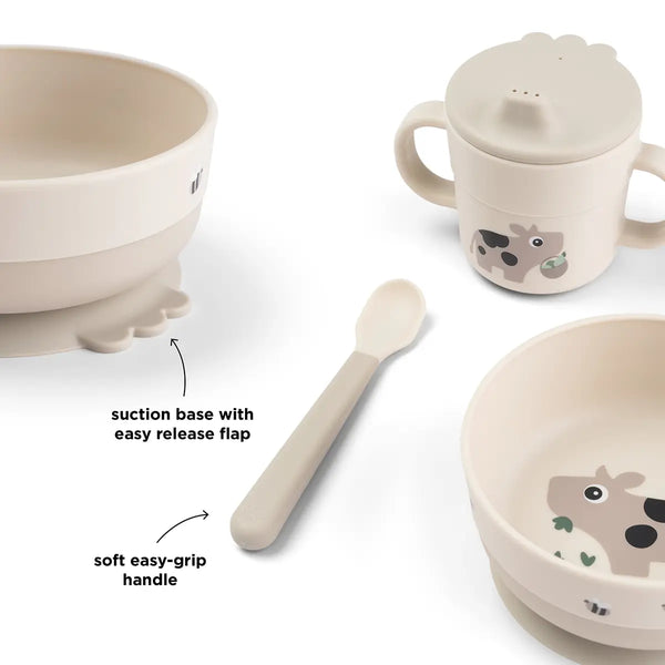 Done By Deer Foodie First Meal Set W/suction - Tiny Farm - Sand