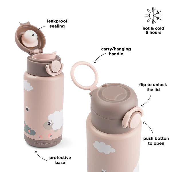Done By Deer Insulated Bottle - Tiny Farm - Powder - 340 Ml