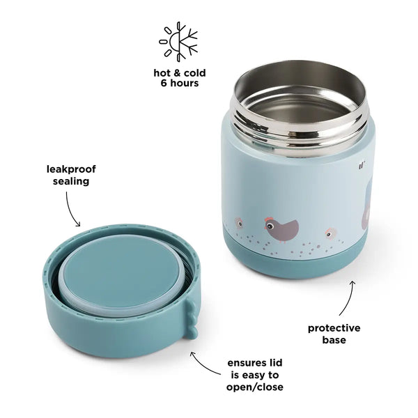 Done By Deer Insulated Food Jar - Tiny Farm - Blue - 300 Ml