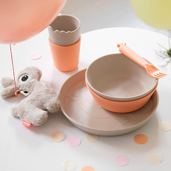 Done By Deer Kiddish Mini Mug 2-pack - Croco - Sand/Coral