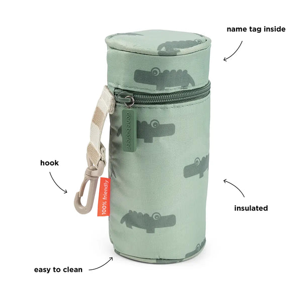 Done By Deer Kids Insulated Bottle Holder - Croco - Green