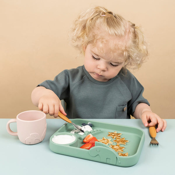 Done By Deer Peekaboo Compartment Plate - Deer Friends - Green