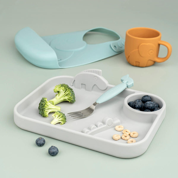 Done By Deer Peekaboo Compartment Plate - Deer Friends - Grey