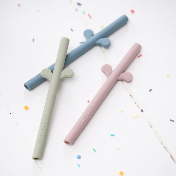 Done By Deer Peekaboo Silicone Straw 5-pack - Blue Mix