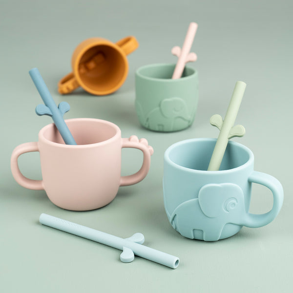 Done By Deer Peekaboo Silicone Straw 5-pack - Blue Mix