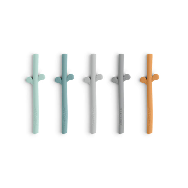 done by deer Peekaboo silicone straw 5-pack - Blue mix