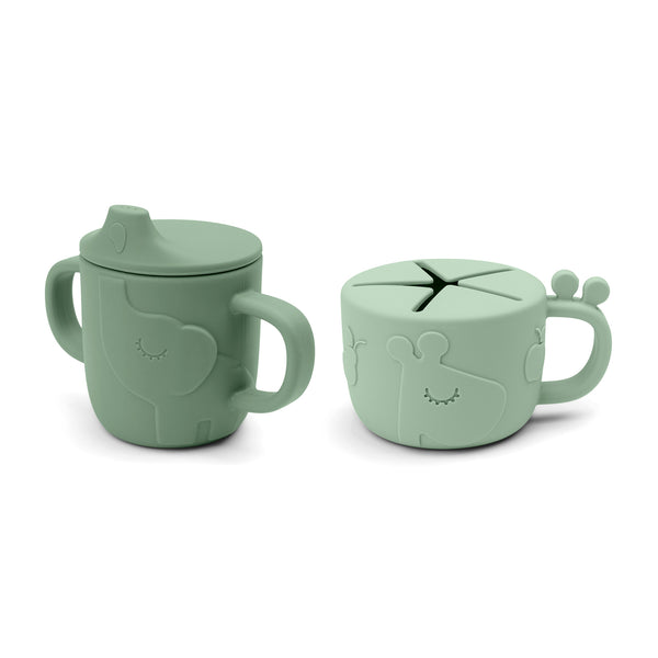 done by deer Peekaboo spout/snack cup set - Deer friends - Green