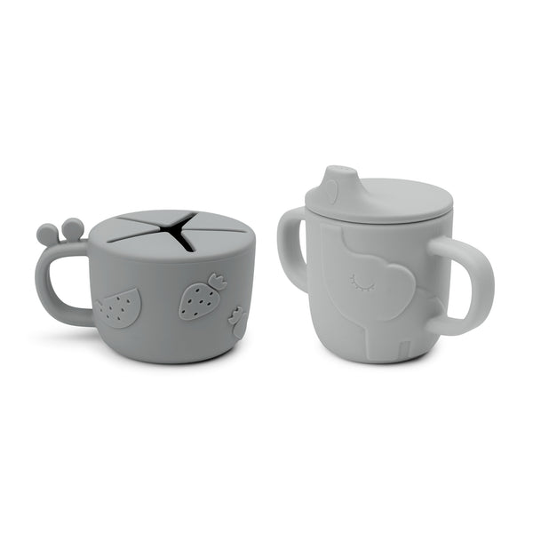 Done By Deer Peekaboo Spout/snack Cup Set - Deer Friends - Grey