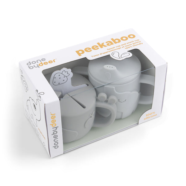 Done By Deer Peekaboo Spout/snack Cup Set - Deer Friends - Grey