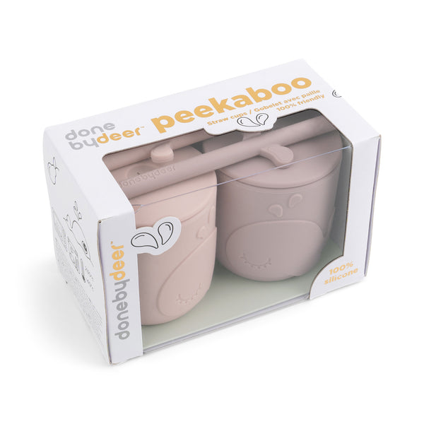 Done By Deer Peekaboo Straw Cup 2-pack - Wally - Powder