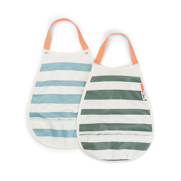 done by deer Pull-over bib 2-pack - Stripes - Blue/Green