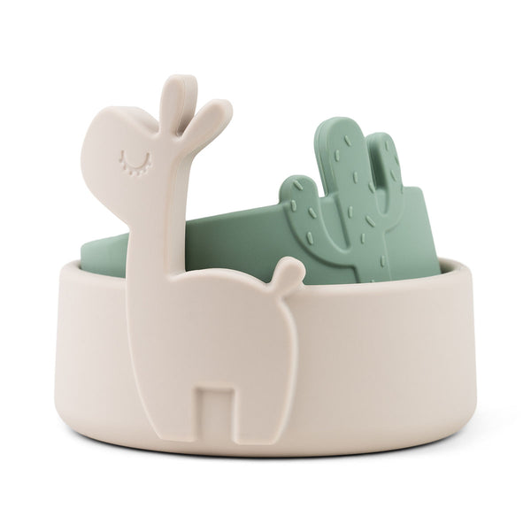 Done By Deer Silicone Bowl Set 2 Pcs - Lalee - Sand/Green