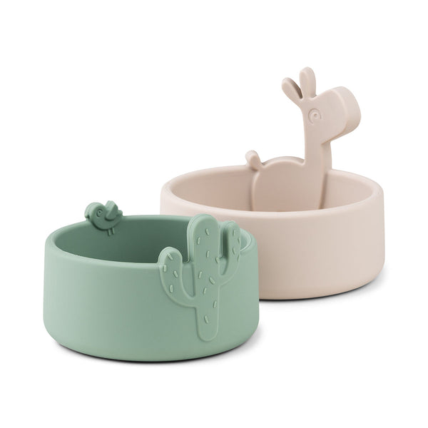 done by deer Silicone bowl set 2 pcs - Lalee - Sand/Green