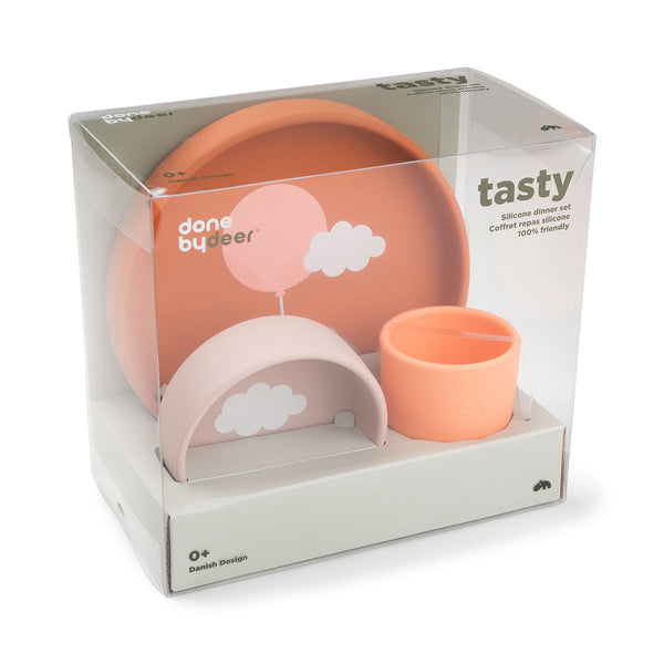 Done By Deer Silicone Dinner Set - Happy Clouds - Papaya