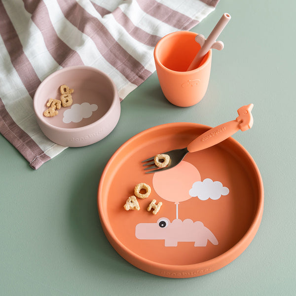 Done By Deer Silicone Dinner Set - Happy Clouds - Papaya