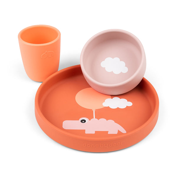 done by deer Silicone dinner set - Happy clouds - Papaya