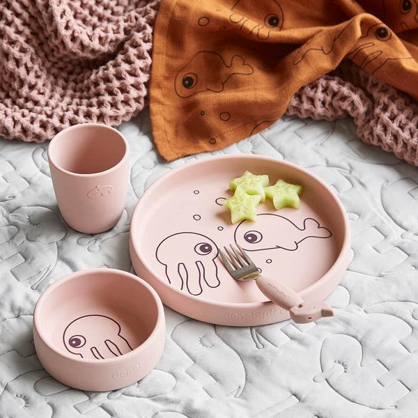 Done By Deer Silicone Dinner Set - Sea Friends - Powder