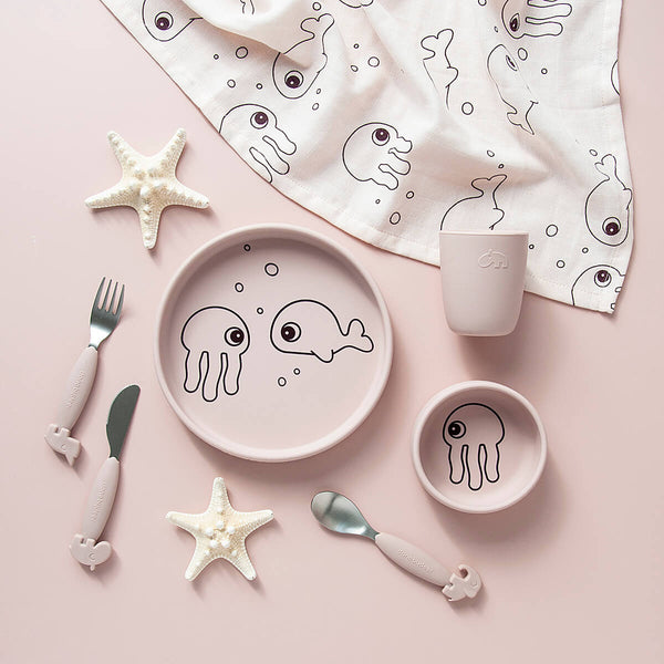 Done By Deer Silicone Dinner Set - Sea Friends - Powder