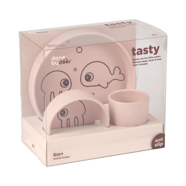 Done By Deer Silicone Dinner Set - Sea Friends - Powder