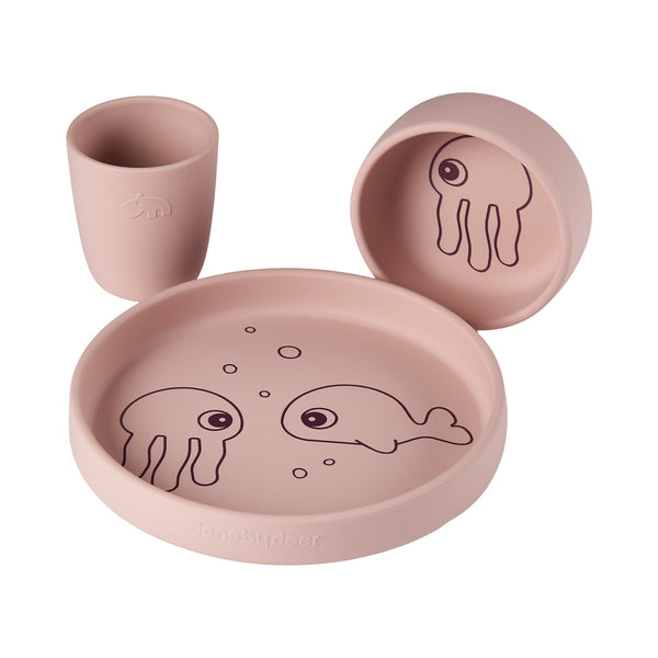 done by deer Silicone dinner set - Sea friends - Powder