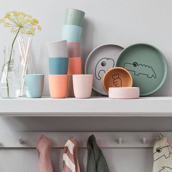 Done By Deer Silicone Mini Mug 3-pack - Coral/Sand/Blue