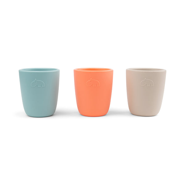 done by deer Silicone mini mug 3-pack - Coral/Sand/Blue