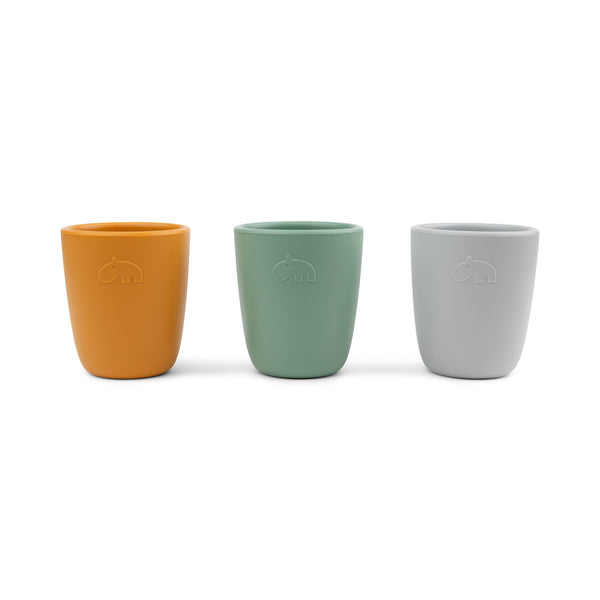 done by deer Silicone mini mug 3-pack - Green/Mustard/Sand