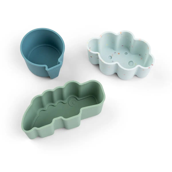 Done By Deer Silicone Shapes 3 Pcs - Happy Clouds - Blue
