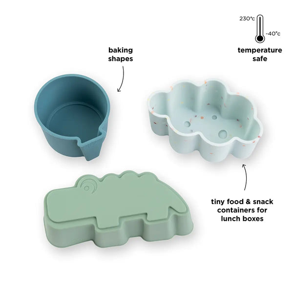 Done By Deer Silicone Shapes 3 Pcs - Happy Clouds - Blue