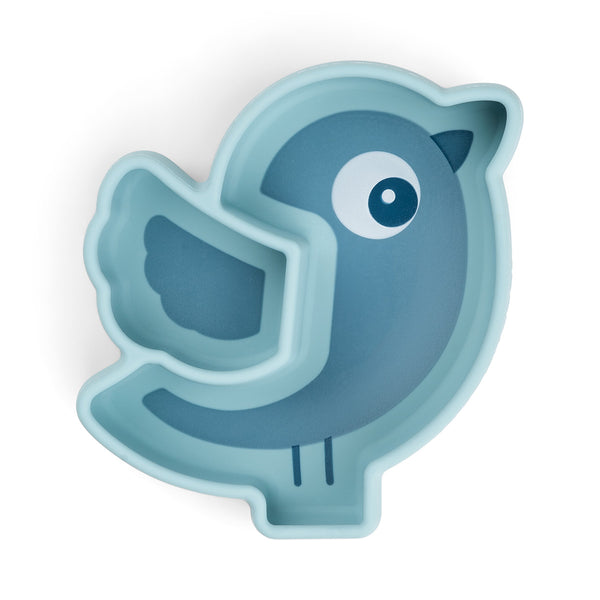 done by deer Silicone Stick&Stay snack plate - Birdee - Blue