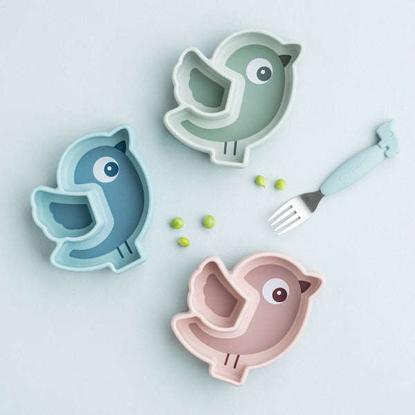 Done By Deer Silicone Stick&Stay Snack Plate - Birdee - Green