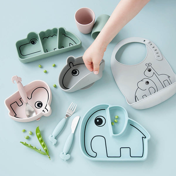 Done By Deer Silicone Stick & Stay Snackplate - Croco - Mustard