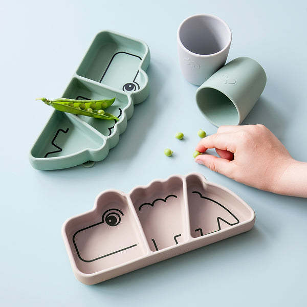 Done By Deer Silicone Stick & Stay Snackplate - Croco - Powder